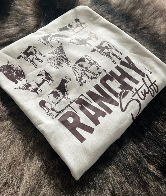 "Ranchy Stuff" Cow Crewneck