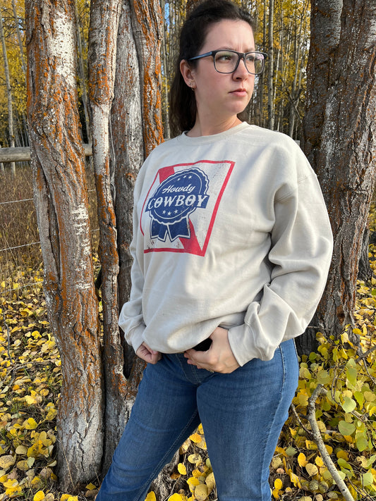 Howdy Cowboy Sand Crewneck