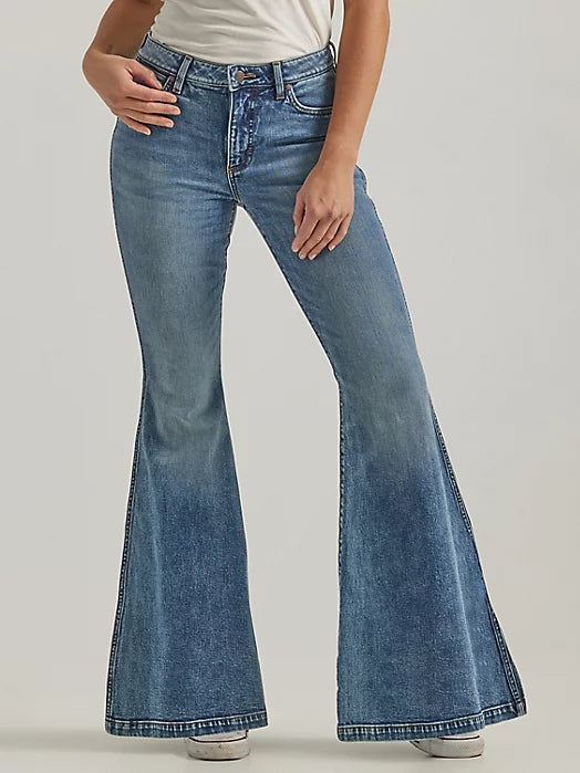 Wrangler Retro High Rise Trumpet Flare Jean in Emily